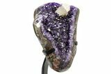 Amethyst Geode w/ Calcite on Metal Stand - Uruguay #306879-2